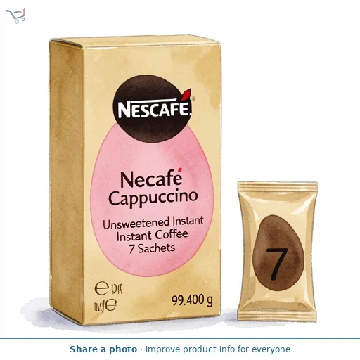 Nescafe Cappuccino Unsweetened Instant Coffee Sachets x7 99.4g
