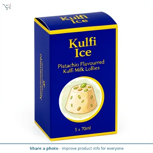 Kulfi Ice Pistachio Flavoured Kulfi Milk Ice Lollies with Real Pistachios 5x70ml