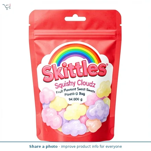 Skittles Squishy Cloudz Chewy Sweets Fruit Flavoured Sweets Pouch Bag 94g
