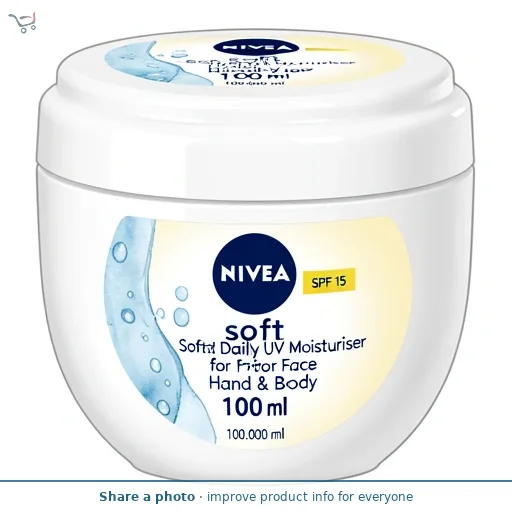 NIVEA Soft Daily UV Moisturiser for Face Hand & Body SPF15 100ml