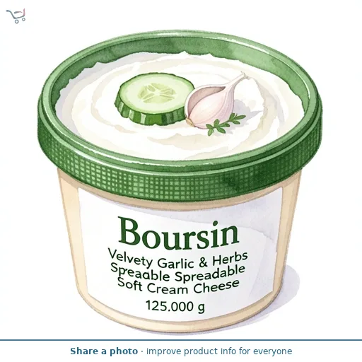 Boursin Velvety Garlic & Herbs Spreadable Soft Cream Cheese 