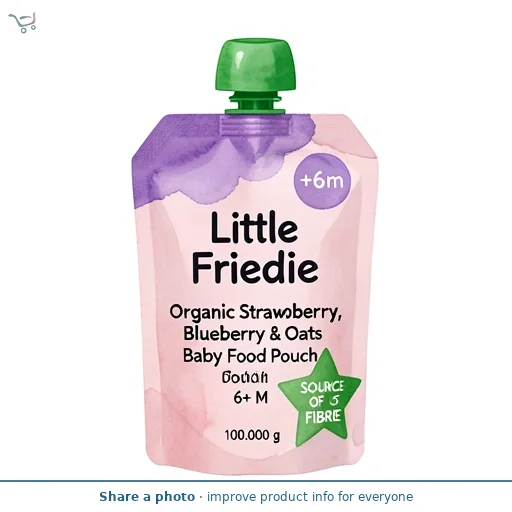 Little Freddie Organic Strawberry, Blueberry & Oats Baby Food Pouch 6+ M