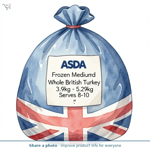 ASDA Frozen Medium Basted Whole British Turkey 3.9kg - 5.29kg Serves 8-10