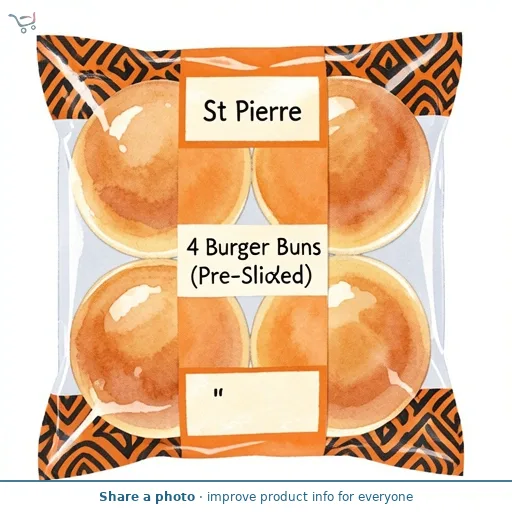 St Pierre 4 Burger Buns (Pre-Sliced)