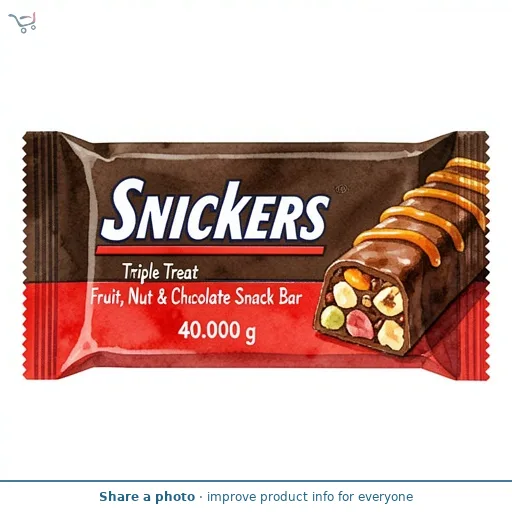Snickers Triple Treat Fruit, Nut & Chocolate Snack Bar 