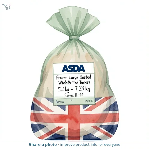 ASDA Frozen Large Basted Whole British Turkey 5.3kg - 7.29 kg Serves 11-14