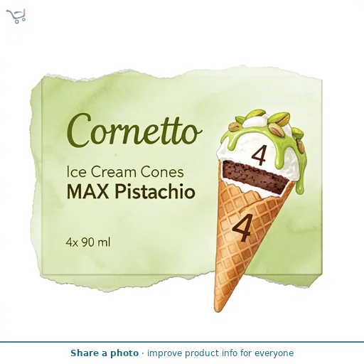 Cornetto MAX Pistachio Ice Cream Cones 4 x 90ml