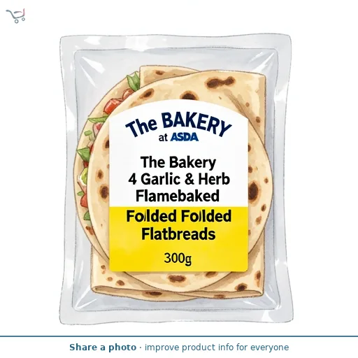 The BAKERY at ASDA The Bakery 4 Garlic & Herb Flamebaked Folded Flatbreads 300g
