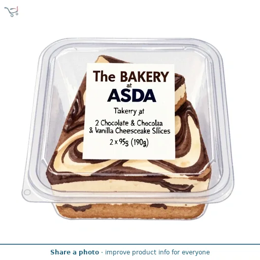 The BAKERY at ASDA The Bakery at  2 Chocolate & Vanilla Cheesecake Slices 2 x 95g (190g)