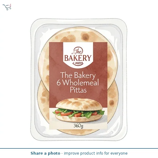 The BAKERY at ASDA The Bakery 6 Wholemeal Pittas 360g
