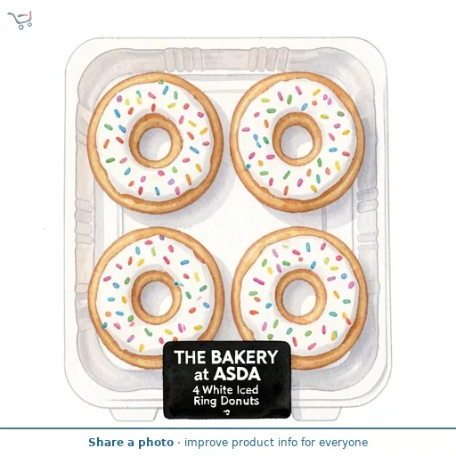 The BAKERY at ASDA 4 White Iced Ring Donuts