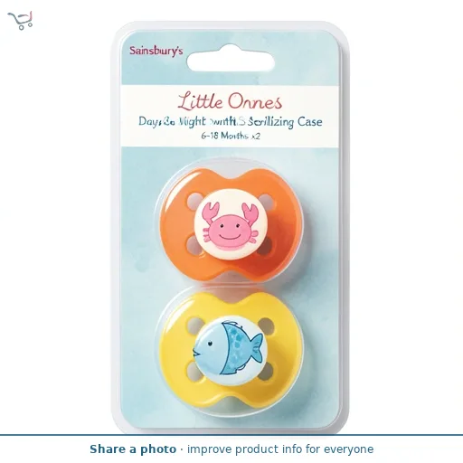 Sainsbury's Little Ones Day & Night Soothers with Sterilising Case 6-18 Months x2