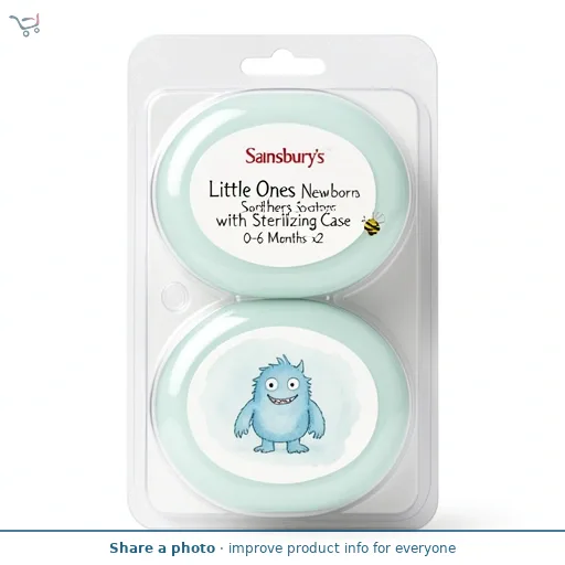 Sainsbury's Little Ones Newborn Soothers with Sterilising Case 0-6 Months x2
