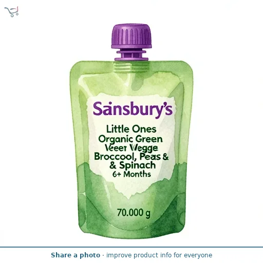 Sainsbury's Little Ones Organic Green Veggies Broccoli, Peas & Spinach 6+ Months 70g