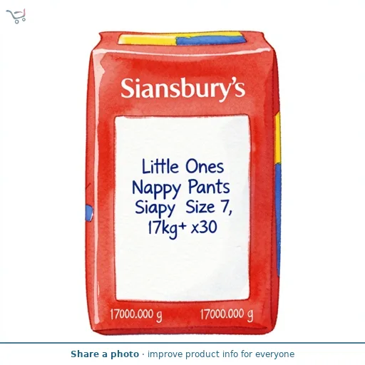 Sainsbury's Little Ones Nappy Pants Size 7, 17kg+ x30