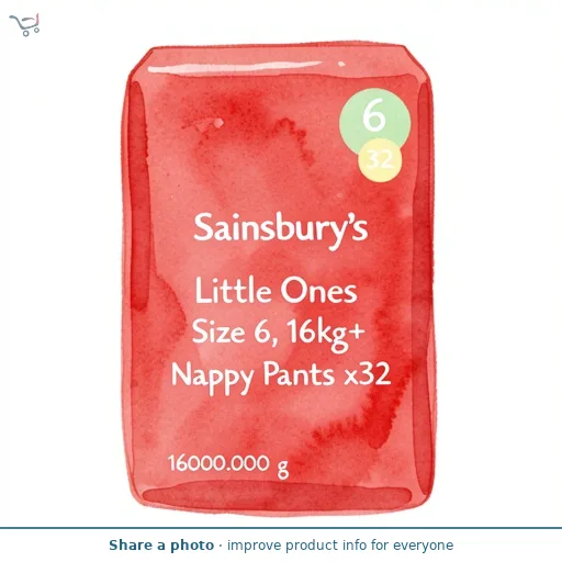 Sainsbury's Little Ones Size 6, 16kg+ Nappy Pants x32