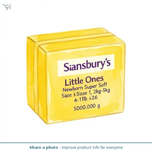 Sainsbury's Little Ones Newborn Super Soft Nappies Size 1, 2kg-5kg 4-11lb x26