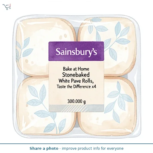 Sainsbury's Bake at Home Stonebaked White Pave Rolls, Taste the Difference x4 300g
