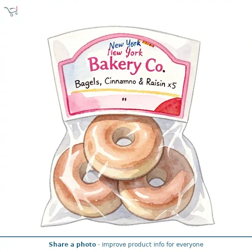 New York Bakery Co. Bagels, Cinnamon & Raisin x5