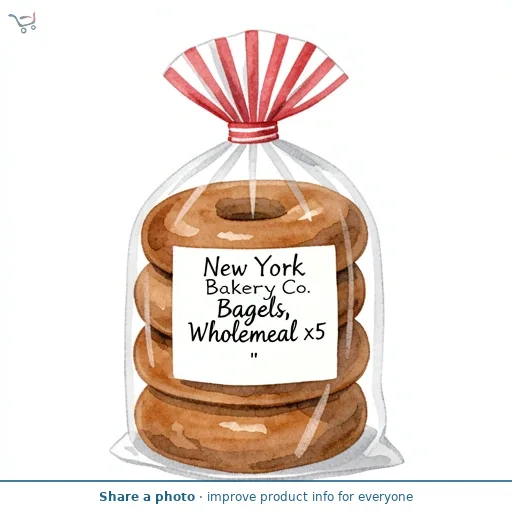 New York Bakery Co. Bagels, Wholemeal x5