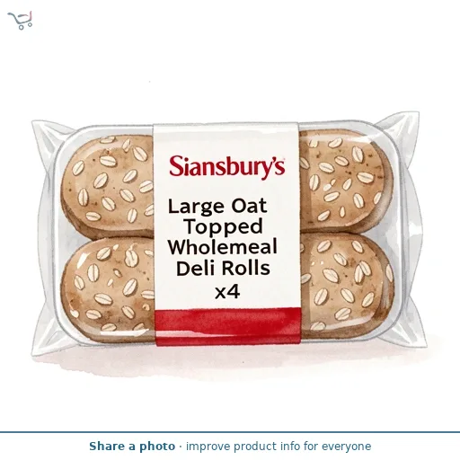 Sainsbury's Large Oat Topped Wholemeal Deli Rolls x4