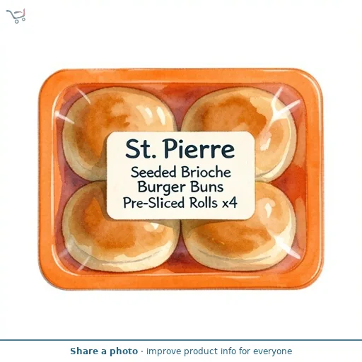 St. Pierre Seeded Brioche Burger Buns Pre-Sliced Rolls x4