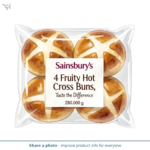 Sainsbury's 4 Fruity Hot Cross Buns, Taste the Difference 280g