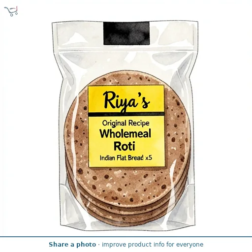 Riya's Original Recipe Premium Wholemeal Roti Indian Flat Bread x5