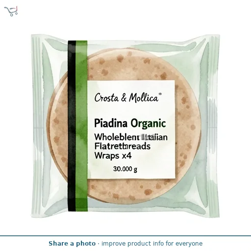 Crosta & Mollica Piadina Organic Wholeblend Italian Flatbreads Wraps x4 300g