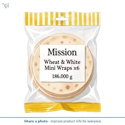 Mission Wheat & White Mini Wraps x6 186g