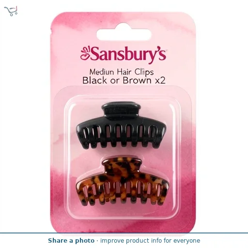 Sainsbury's Medium Jaw Hair Clips Black or Brown x2