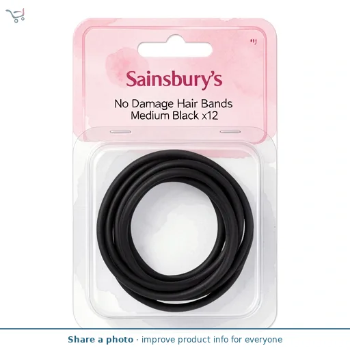 Sainsbury's No Damage Hair Bands Medium Black x12