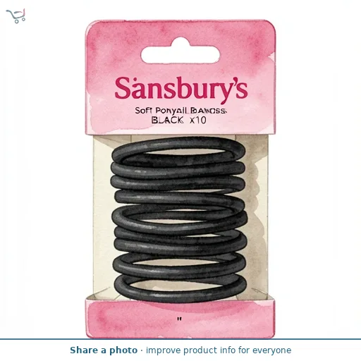 Sainsbury's Soft Ponytail Bands Black x10