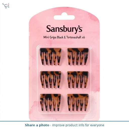 Sainsbury's Mini Grips Black & Tortoiseshell x6