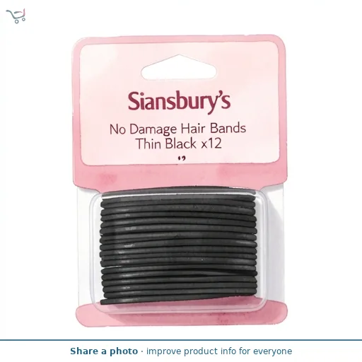 Sainsbury's No Damage Hair Bands Thin Black x12