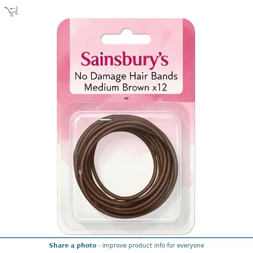 Sainsbury's No Damage Hair Bands Medium Brown x12
