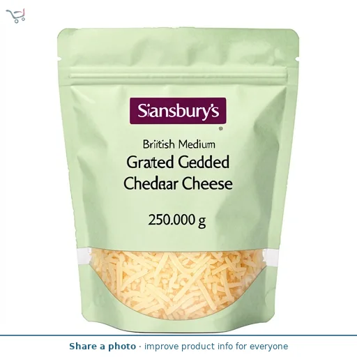 Sainsbury's British Medium Grated Cheddar Cheese 250g