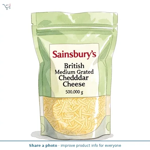 Sainsbury's British Medium Grated Cheddar Cheese 500g
