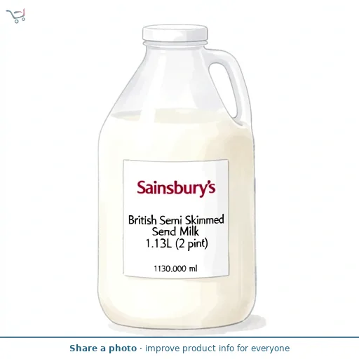 Sainsbury's British Semi Skimmed Milk 1.13L (2 pint)
