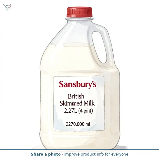 Sainsbury's British Skimmed Milk 2.27L (4 pint)