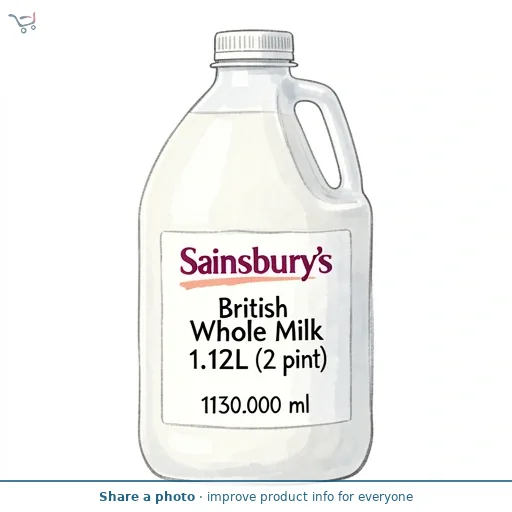 Sainsbury's British Whole Milk 1.13L (2 pint)