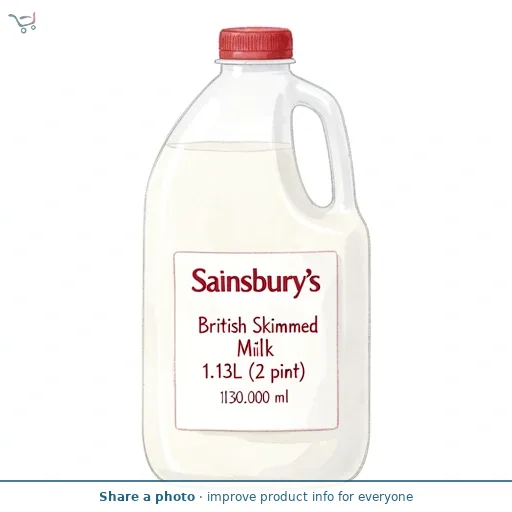 Sainsbury's British Skimmed Milk 1.13L (2 pint)