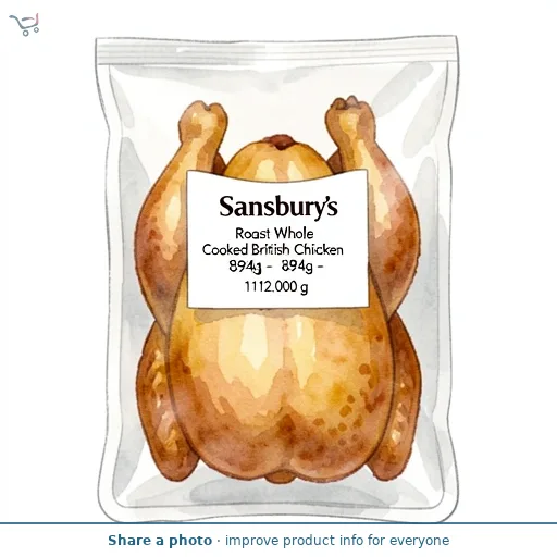 Sainsbury's Roast Whole Cooked British Chicken 894g - 1112g