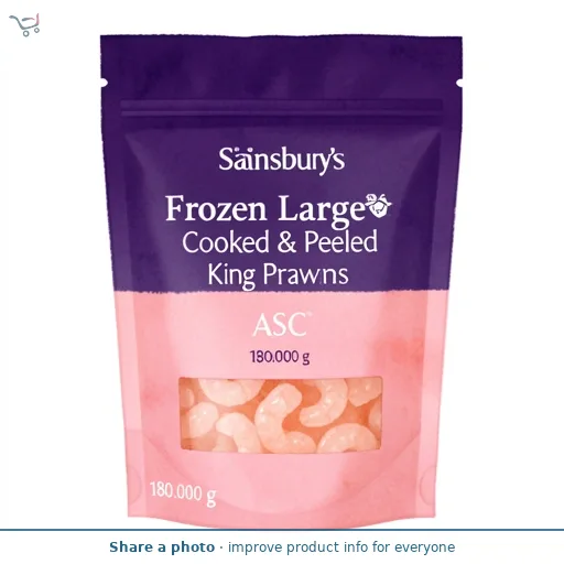 Sainsbury's Frozen Large Cooked & Peeled King Prawns ASC 180g