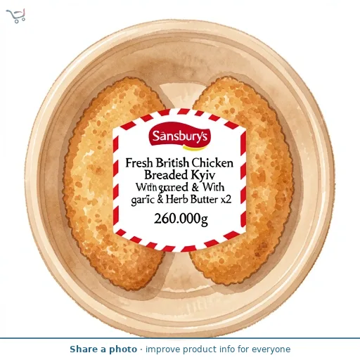 Sainsbury's Fresh British Chicken Breaded Kyiv With garlic & Herb Butter x2 260g