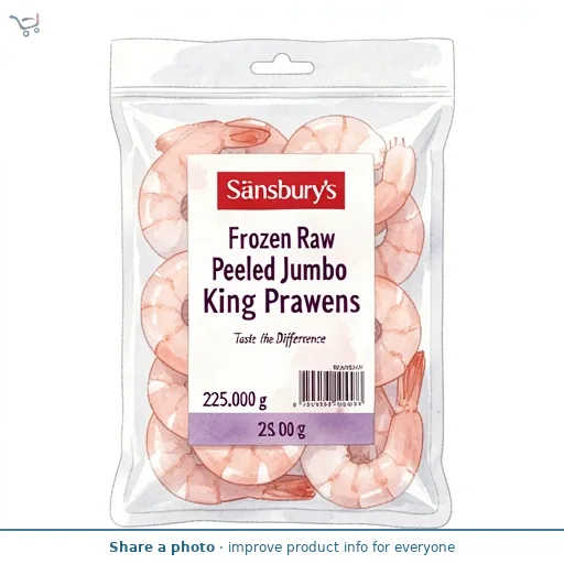 Sainsbury's Frozen Raw Peeled Jumbo King Prawns ASC, Taste the Difference 225g