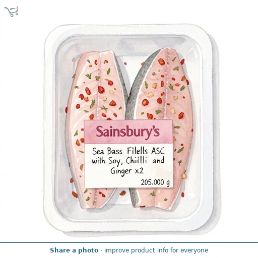 Sainsbury's Sea Bass Fillets ASC with Soy, Chilli and Ginger x2 205g