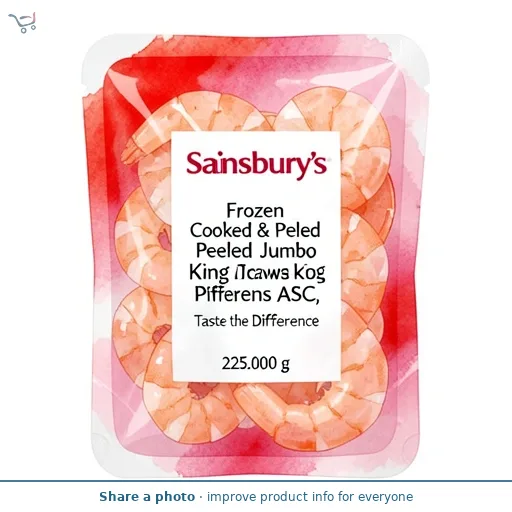 Sainsbury's Frozen Cooked & Peeled Jumbo King Prawns ASC, Taste the Difference 225g