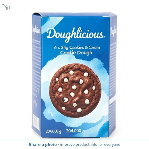 Doughlicious 6 x 34g Cookies & Cream Cookie Dough