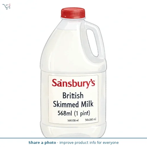 Sainsbury's British Skimmed Milk 568ml (1 pint)
